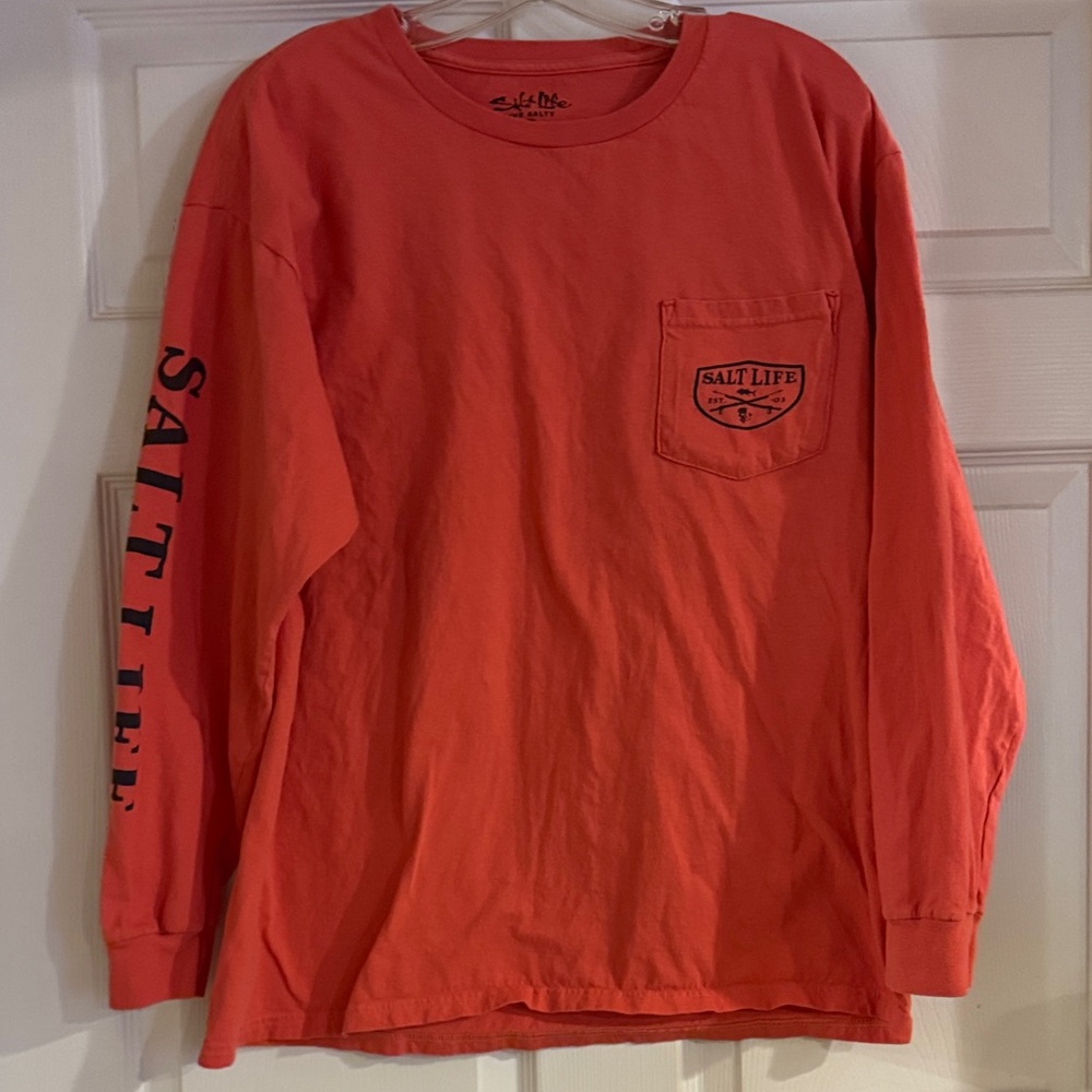 Salt Life Men's Vibrant Coral Long Sleeve Tee